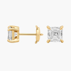 Whisper Asscher Cut Lab-Grown Diamond Stud Earrings Gold