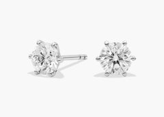 Twilight Six Prong Round Diamond Stud Earrings