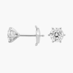 Twilight Six Prong Round Diamond Stud Earrings