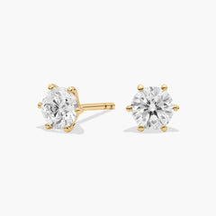 Twilight Six Prong Round Diamond Stud Earrings