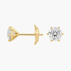 Twilight Six Prong Round Diamond Stud Earrings