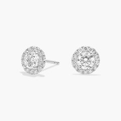 Ember Glimmer Halo Diamond Stud Earrings