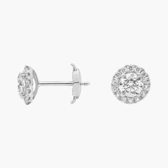 Ember Glimmer Halo Diamond Stud Earrings