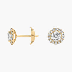 Ember Glimmer Halo Diamond Stud Earrings