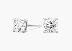 Radiant Lustre Cushion Cut Lab-Grown Diamond Stud Earrings Gold