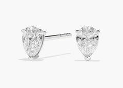 Crimson Gleam Pear Cut Diamond Stud Earrings