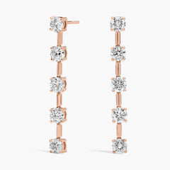 Twilight Gleam Lab Grown Round Diamond Line Drop Earrings