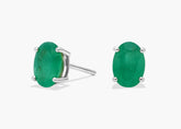 Eclipse Whim Oval Colombian Lab Emerald Stud Earrings