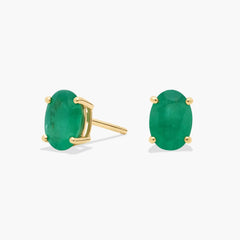 Eclipse Whim Oval Colombian Lab Emerald Stud Earrings