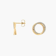 Radiant Whisper Lab Grown PavE Diamond Overlayed Circle Stud Earrings