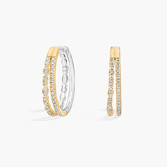 Crimson Bloom Two-Toned Lab Grown Diamond Double Row Hoop Earrings