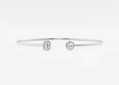 Lala Round and Emerald Lab Grown Diamond Open Bangle Bracelet