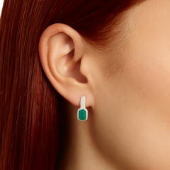 Ember Whim Green Lab Colombian Emerald Drop Earrings Gold