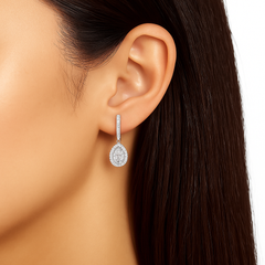 Opal Whim Lab Grown Diamond Pear Halo Dangle Earrings Gold