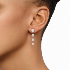 Serene Gleam Diamond Disk Cluster Drop Earrings Gold