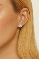 Ember Glimmer Halo Diamond Stud Earrings