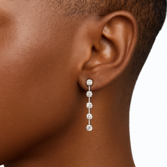 Twilight Gleam Lab Grown Round Diamond Line Drop Earrings