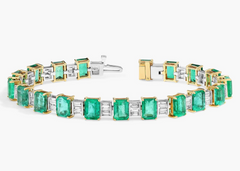 Dubai Emerald and Diamond Baguette Bracelet in 18k Yellow Gold