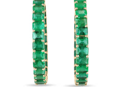 Eternity Grand Green Lab Emerald Settings Hoop Earrings