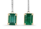 Celestial Bloom Green Lab Emeralds Dangle Feature Diamonds and Leverback Hooks Earrings