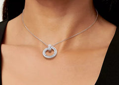 Infinity Circle Pendant in Gold with Pavé Diamonds