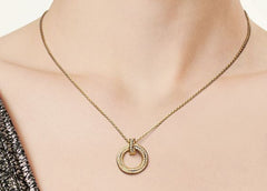 Infinity Circle Pendant in Gold with Pavé Diamonds