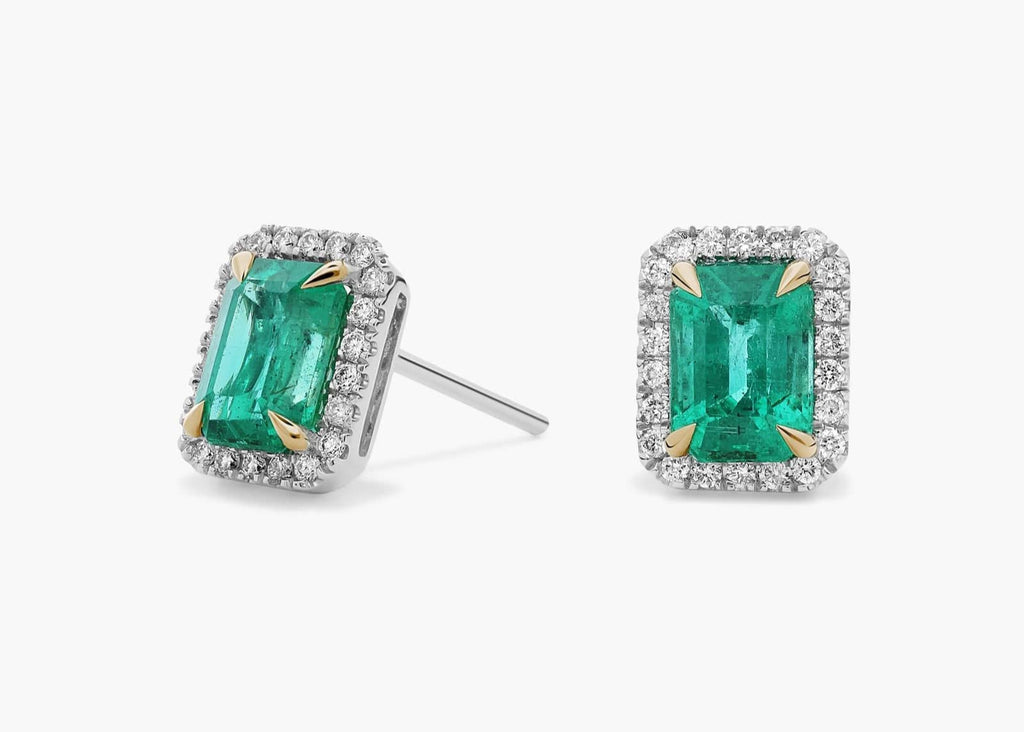 Colombian Emerald lab grown earrings