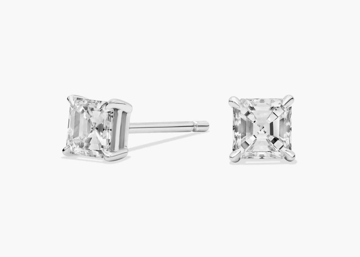 Noir Spark Asscher Cut Lab-Grown Diamond Stud Earrings