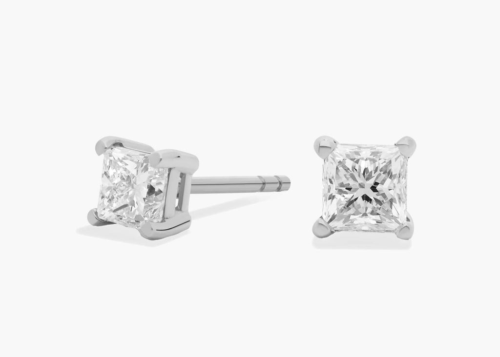 Vivid Flicker Princess Cut Diamond Stud Earrings