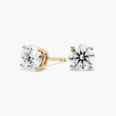 Ember Whisper Four Prong Round Brilliant Lab Grown Diamond Stud Earrings