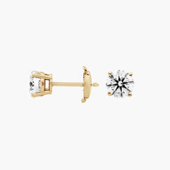 Ember Whisper Four Prong Round Brilliant Lab Grown Diamond Stud Earrings