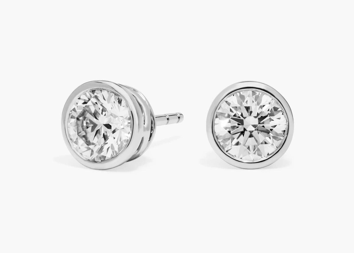 Aurora Lustre Bezel Set Lab-Grown Diamond Stud Earrings