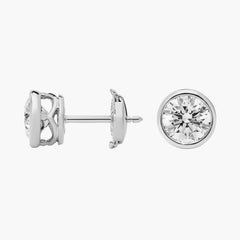 Aurora Lustre Bezel Set Lab-Grown Diamond Stud Earrings