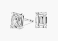 Aurora Gaze Emerald Cut Lab-Grown Diamond Stud Earrings Gold