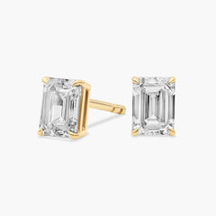 Aurora Gaze Emerald Cut Lab-Grown Diamond Stud Earrings Gold