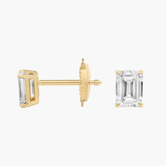 Aurora Gaze Emerald Cut Lab-Grown Diamond Stud Earrings Gold