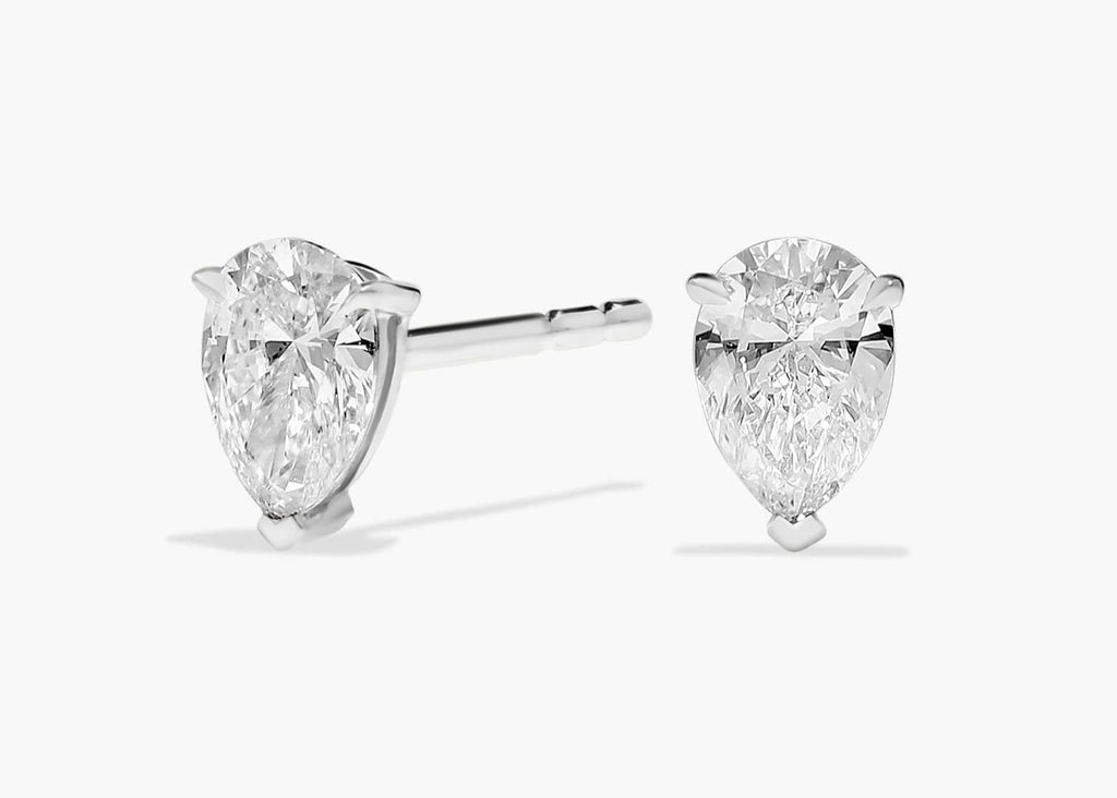 Crimson Gleam Pear Cut Diamond Stud Earrings