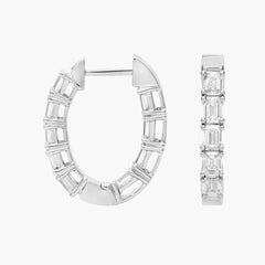 Luna Flare Inside Out Emerald Cut Lab Grown Diamond Hoop Earrings