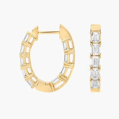 Luna Flare Inside Out Emerald Cut Lab Grown Diamond Hoop Earrings