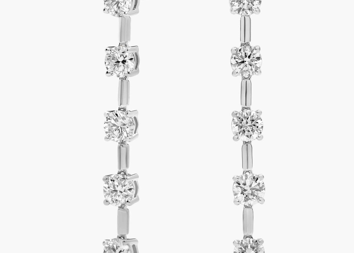 Twilight Gleam Lab Grown Round Diamond Line Drop Earrings
