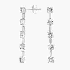Twilight Gleam Lab Grown Round Diamond Line Drop Earrings