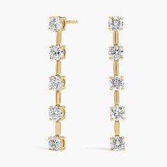 Twilight Gleam Lab Grown Round Diamond Line Drop Earrings