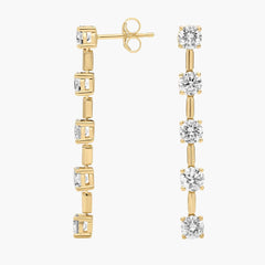Twilight Gleam Lab Grown Round Diamond Line Drop Earrings