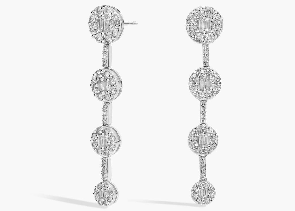 Serene Gleam Diamond Disk Cluster Drop Earrings Gold