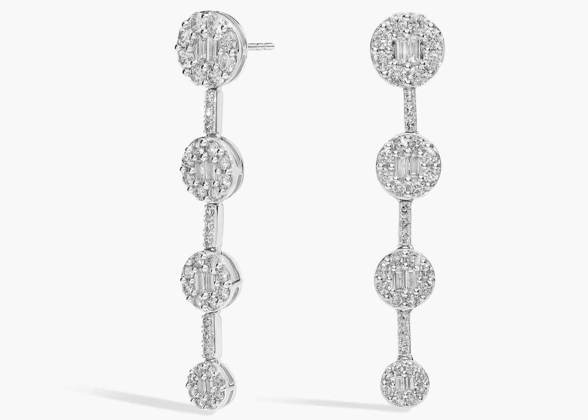 Serene Gleam Diamond Disk Cluster Drop Earrings Gold