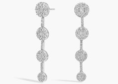 Serene Gleam Diamond Disk Cluster Drop Earrings Gold