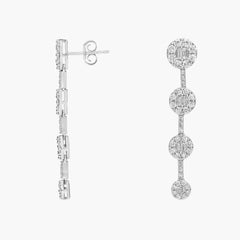 Serene Gleam Diamond Disk Cluster Drop Earrings Gold