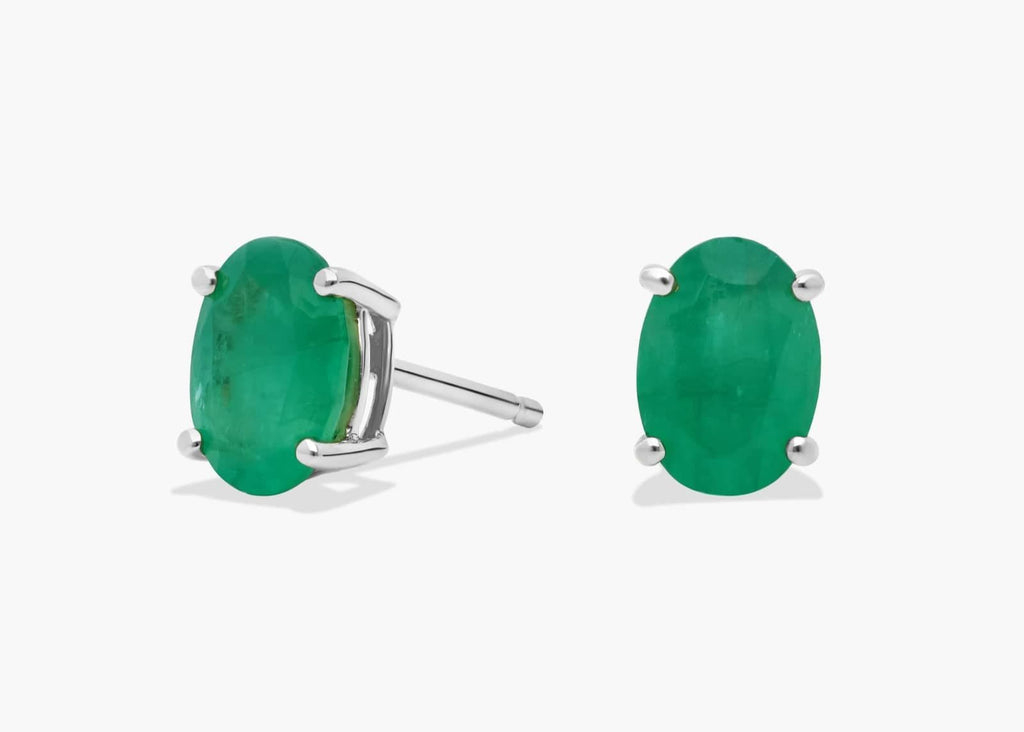Eclipse Whim Oval Colombian Lab Emerald Stud Earrings