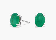 Eclipse Whim Oval Colombian Lab Emerald Stud Earrings