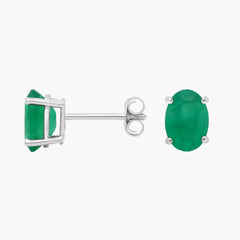 Eclipse Whim Oval Colombian Lab Emerald Stud Earrings